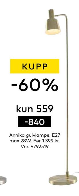 Skeidar Annika gulvlampe tilbud