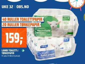 Coop Obs Lambi toalett-/ tørkepapir tilbud
