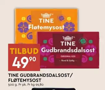Coop Mega Tine gudbrandsdalsost/ fløtemysost tilbud