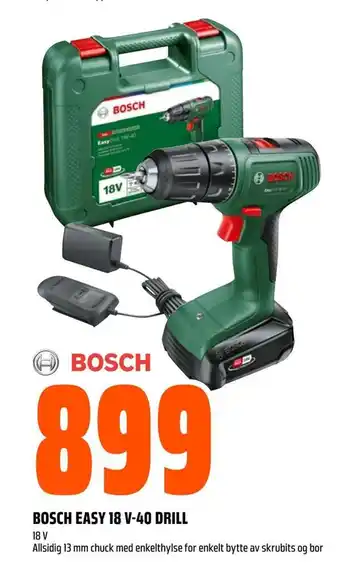 Obs Bygg Bosch easy 18 v-40 drill tilbud