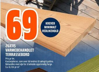 Obs Bygg 26x115 varmebehandlet terrassebord tilbud
