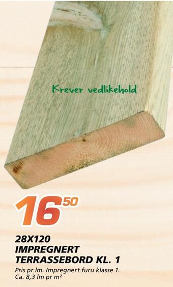 Coop Byggmix 28x120 impregnert terrassebord kl. 1 tilbud