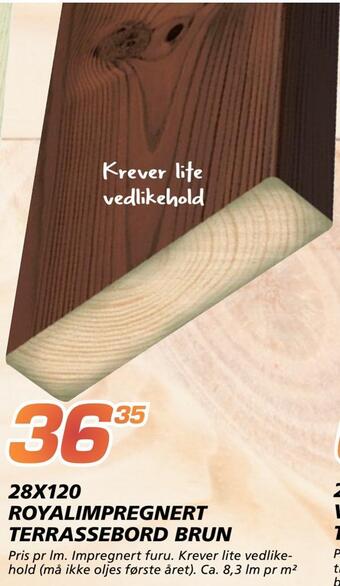 Coop Byggmix 28x120 royalimpregnert terrassebord brun tilbud