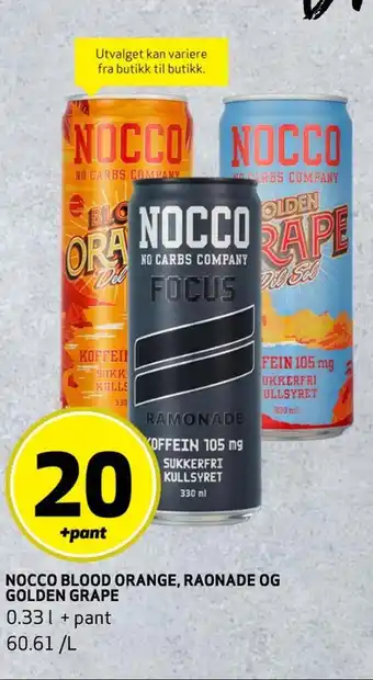 Bunnpris Nocco blood orange, raonade og golden grape tilbud