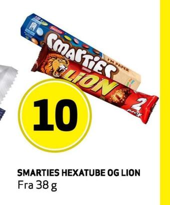 Bunnpris Smarties hexatube og lion tilbud