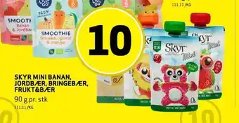 Bunnpris Skyr mini banan jordbær, bringebær, frukt&bær tilbud