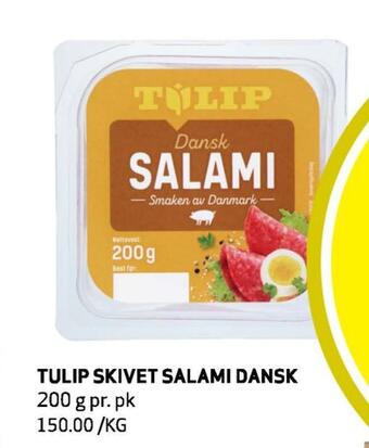 Bunnpris Tulip skivet salami dansk tilbud