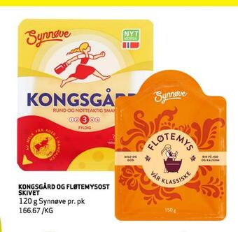 Bunnpris Kongsgård og fløtemysost skivet tilbud
