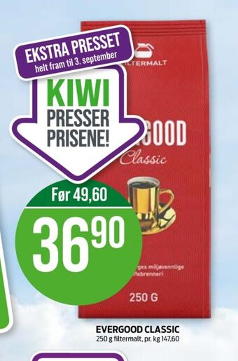 Kiwi Evergood kaffe formalet tilbud