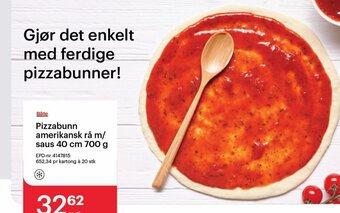 Storcash Pizzabunn amerikansk rå m/ saus 40 cm 700 g tilbud