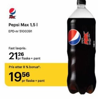 Storcash Pepsi Max 1,5 I tilbud