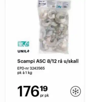 Storcash Scampi ASC 8/12 rå u/skall tilbud