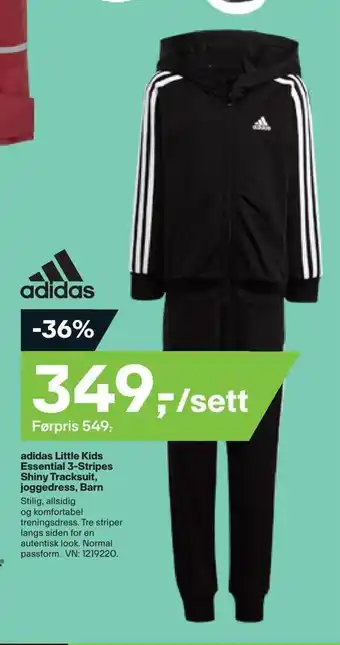 XXL Sport Adidas little kids essential 3-stripes shiny tracksuit, joggedress, barn tilbud