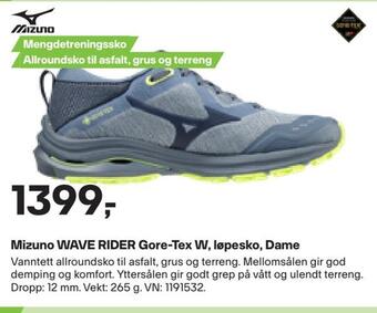 XXL Sport Mizuno wave rider gore-tex w, løpesko, dame tilbud