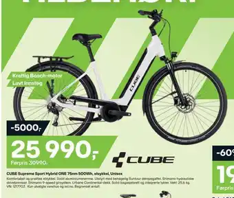 XXL Sport Cube supreme sport hybrid one 75nm 500wh, elsykkel, unisex tilbud