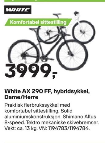 XXL Sport White ax 290 ff, hybridsykkel, dame/herre tilbud
