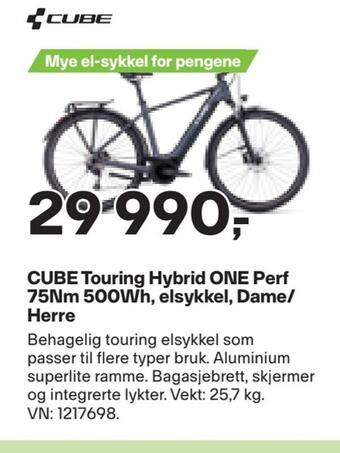 XXL Sport Cube touring hybrid one perf 75nm 500wh, elsykkel, dame/ herre tilbud