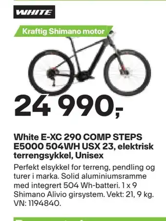 XXL Sport White e-xc 290 comp steps e5000 504wh usx 23, elektrisk terrengsykkel, unisex tilbud