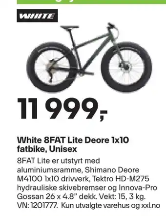 XXL Sport White 8fat lite deore 1x10 fatbike, unisex tilbud