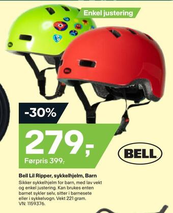 XXL Sport Bell lil ripper, sykkelhjelm, barn tilbud