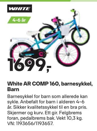 XXL Sport White ar comp 160, barnesykkel, barn tilbud