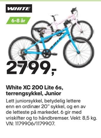 XXL Sport White xc 200 lite 6s, terrengsykkel, junior tilbud