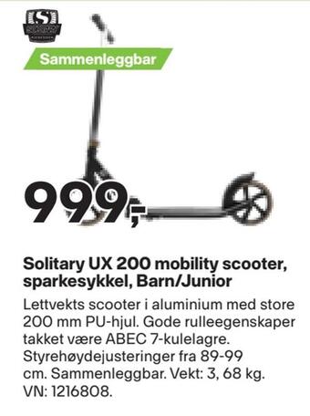 XXL Sport Solitary ux 200 mobility scooter, sparkesykkel, barn/junior tilbud
