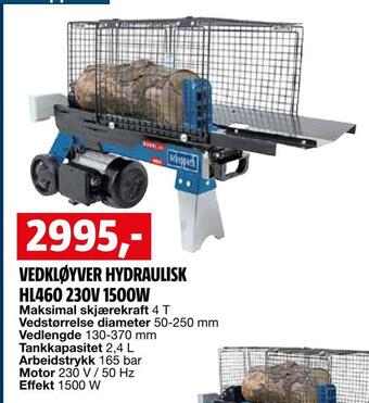 Bauhaus Vedkløyver hydraulisk hl460 230v 1500w tilbud