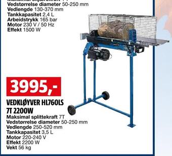 Bauhaus Vedkløyver hl760ls 7t 2200w tilbud