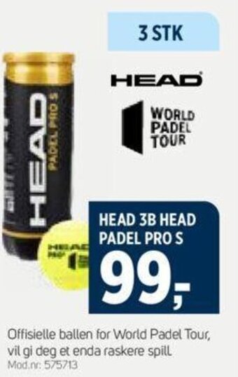 Sport 1 HEAD 3B HEAD PADEL PRO S tilbud