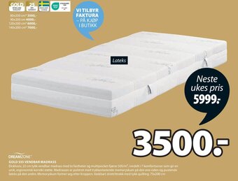 JYSK GOLD S55 VENDBAR MADRASS tilbud