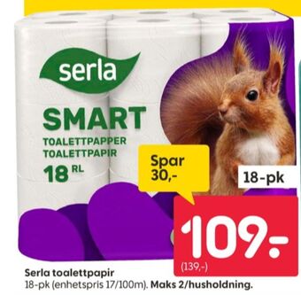Rusta Serla toalettpapir tilbud