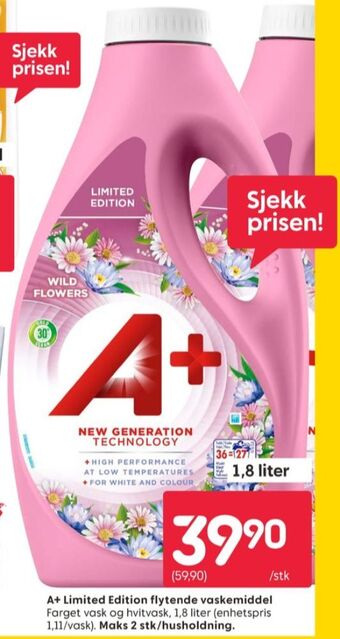 Rusta A+ vaskemiddel-flytende tilbud