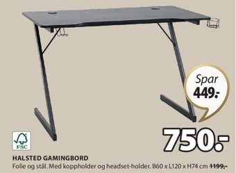 JYSK HALSTED GAMINGBORD tilbud