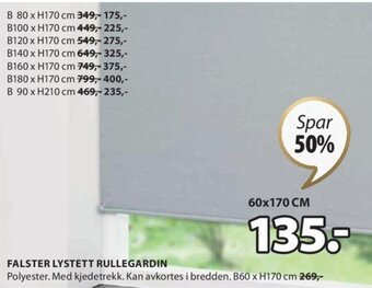 JYSK FALSTER LYSTETT RULLEGARDIN tilbud