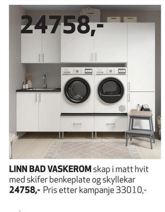 Flisekompaniet Linn bad vaskerom tilbud