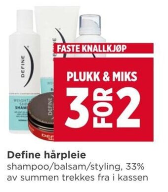 Meny Define hårpleie tilbud