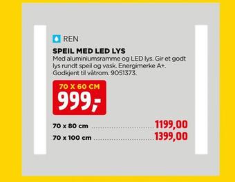 jem & fix Speil med led lys tilbud