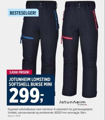 Sport 1 JOTUNHEIM LOMSTIND SOFTSHELL BUKSE MINI tilbud