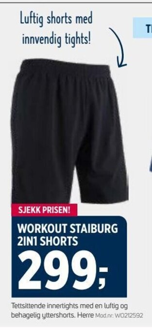 Sport 1 WORKOUT STAIBURG 2IN1 SHORTS tilbud