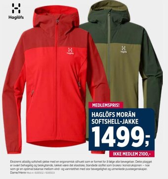 Sport 1 HAGLÖFS MORÄN SOFTSHELL-JAKKE tilbud