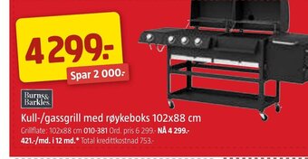 Jula Kull-/gassgrill med røykeboks 102x88 cm tilbud
