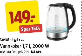 Jula Vannkoker 1,7 L, 2000 W tilbud