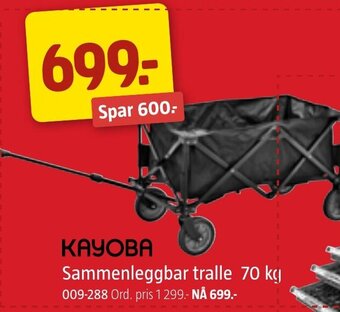 Jula KAYOBA Sammenleggbar tralle 70 kg tilbud