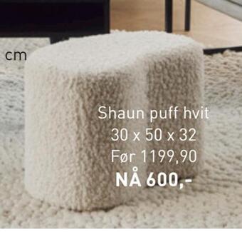 Kid Interiør Shaun puff hvit tilbud