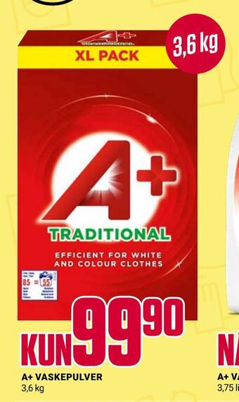 Europris A+ vaskepulver tilbud