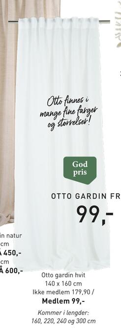 Kid Interiør Otto gardin hvit tilbud