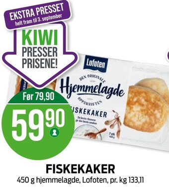 Kiwi FISKEKAKER 450 g hjemmelagde, Lofoten tilbud