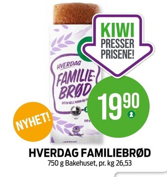 Kiwi HVERDAG FAMILIEBRØD 750 g Bakehuset tilbud