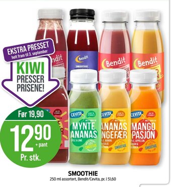 Kiwi SMOOTHIE 250 ml assortert, Bendit/Cevita tilbud